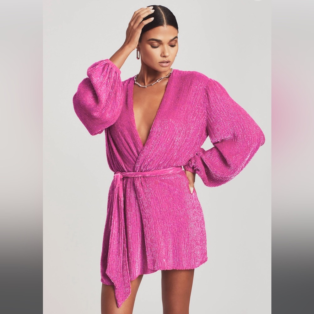 Retrofete Gabrielle Sequin hot pink dress .